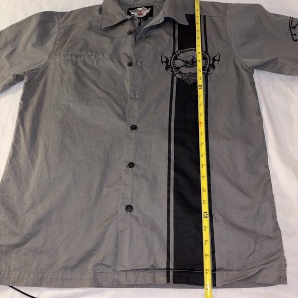 Harley Davidson Short Sleeve Cotton Button Down Shirt Gray Size Medium EUC - Picture 10 of 10